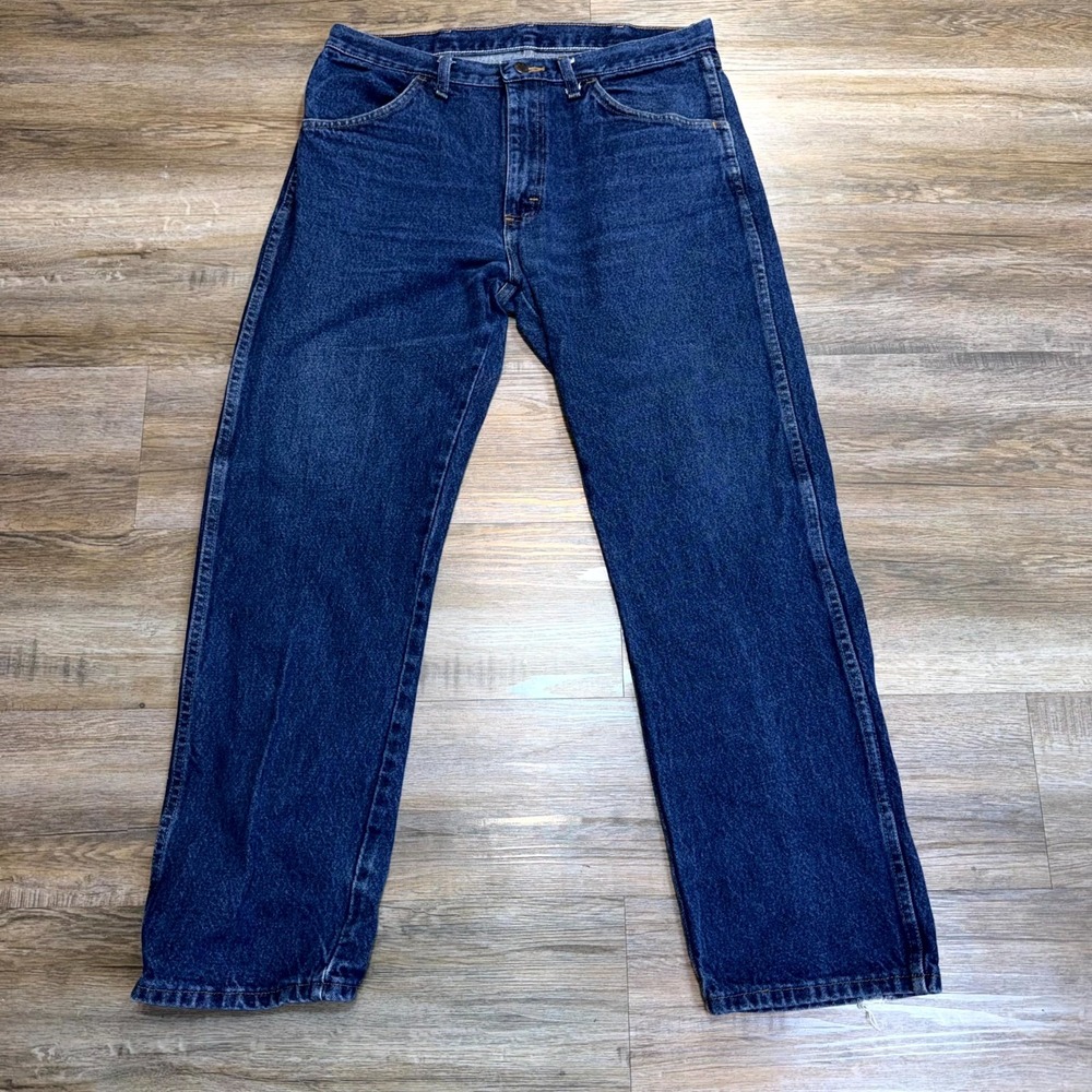 Vintage Rustler Straight Leg Jeans Mens W34 x L30 Blue Denim Cotton Medium Wash